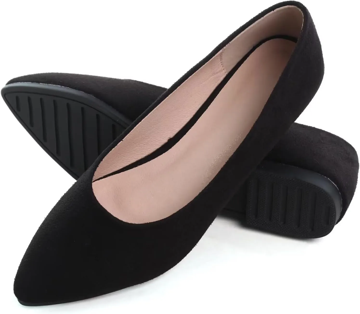SAILING LU Womens Suede Pointed Toe Ballet Flats Comfortable Wedding Party Casual Slip-On Ballerina Dressy Shoes for Women Walking Shoes