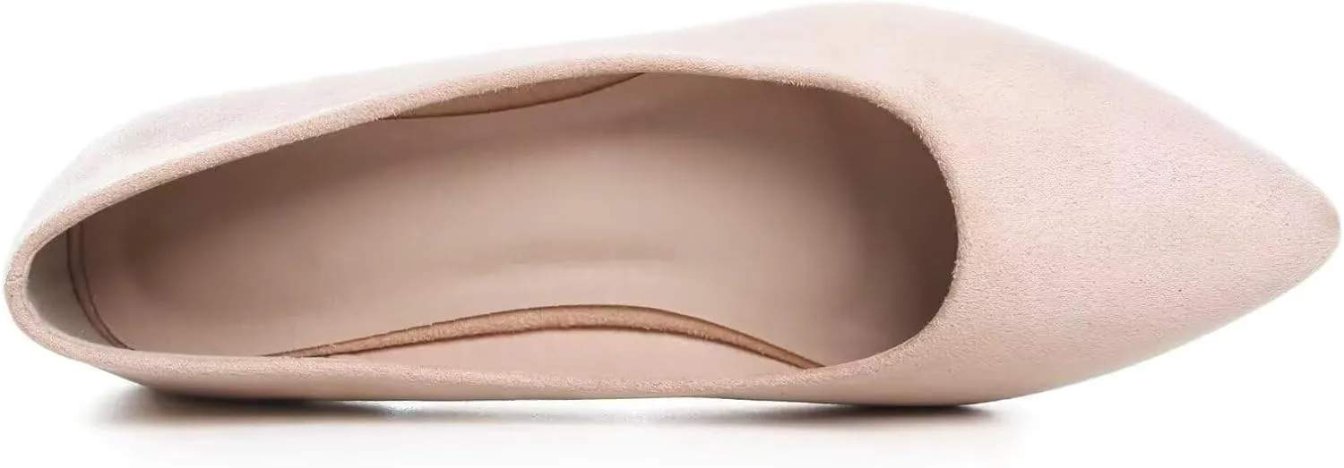 SAILING LU Womens Suede Pointed Toe Ballet Flats Comfortable Wedding Party Casual Slip-On Ballerina Dressy Shoes for Women Walking Shoes