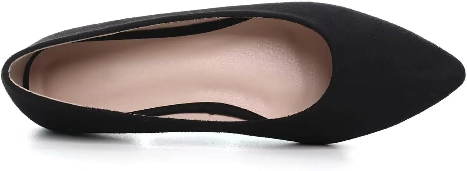 SAILING LU Womens Suede Pointed Toe Ballet Flats Comfortable Wedding Party Casual Slip-On Ballerina Dressy Shoes for Women Walking Shoes