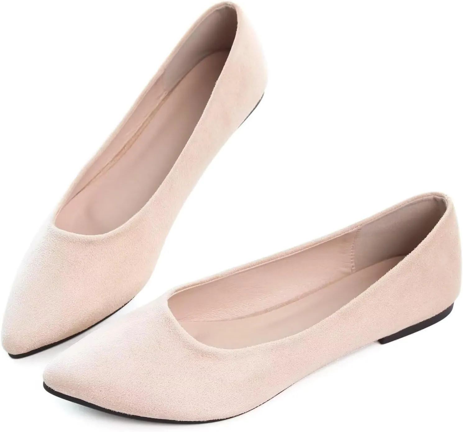 SAILING LU Womens Suede Pointed Toe Ballet Flats Comfortable Wedding Party Casual Slip-On Ballerina Dressy Shoes for Women Walking Shoes