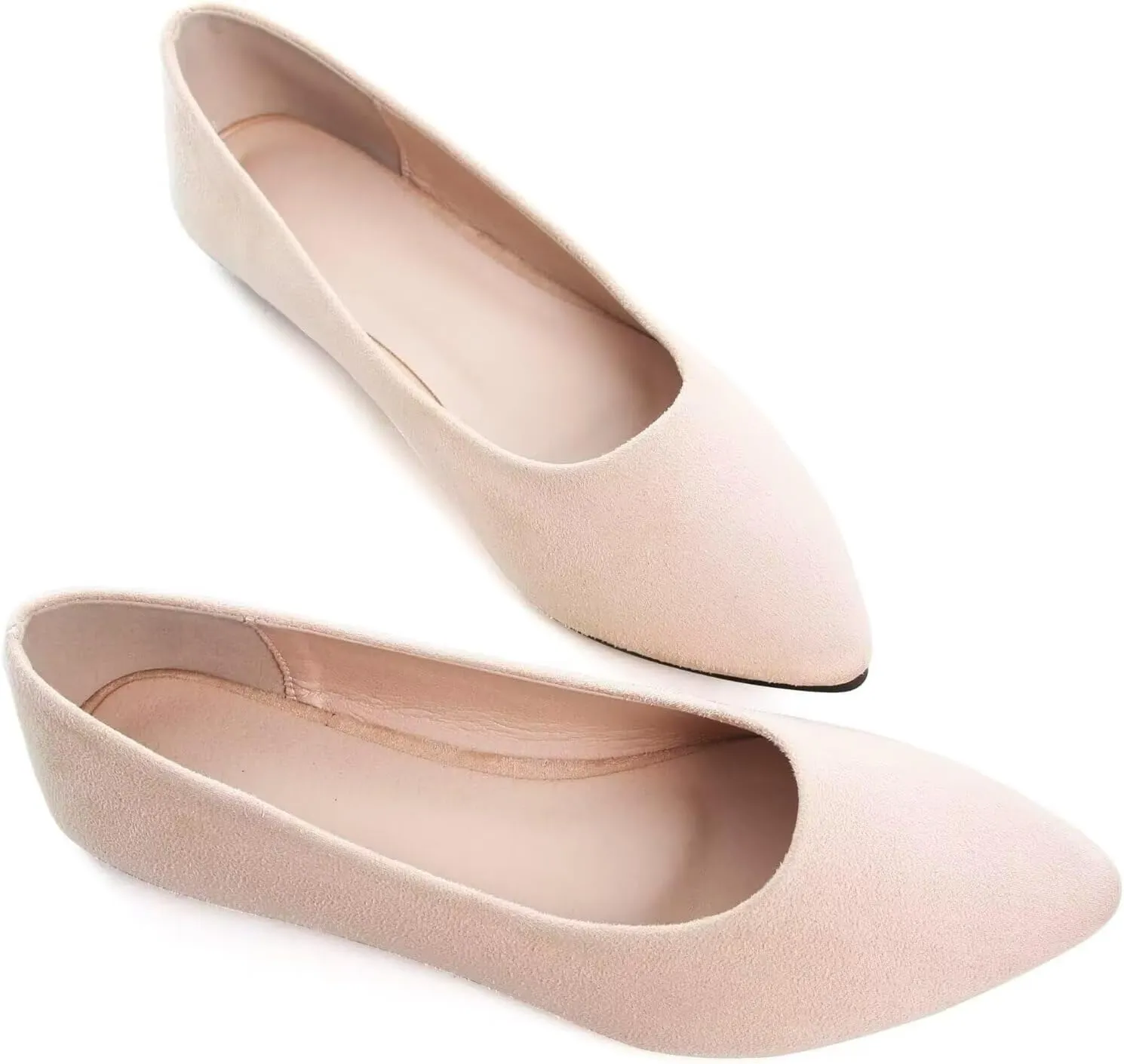 SAILING LU Womens Suede Pointed Toe Ballet Flats Comfortable Wedding Party Casual Slip-On Ballerina Dressy Shoes for Women Walking Shoes