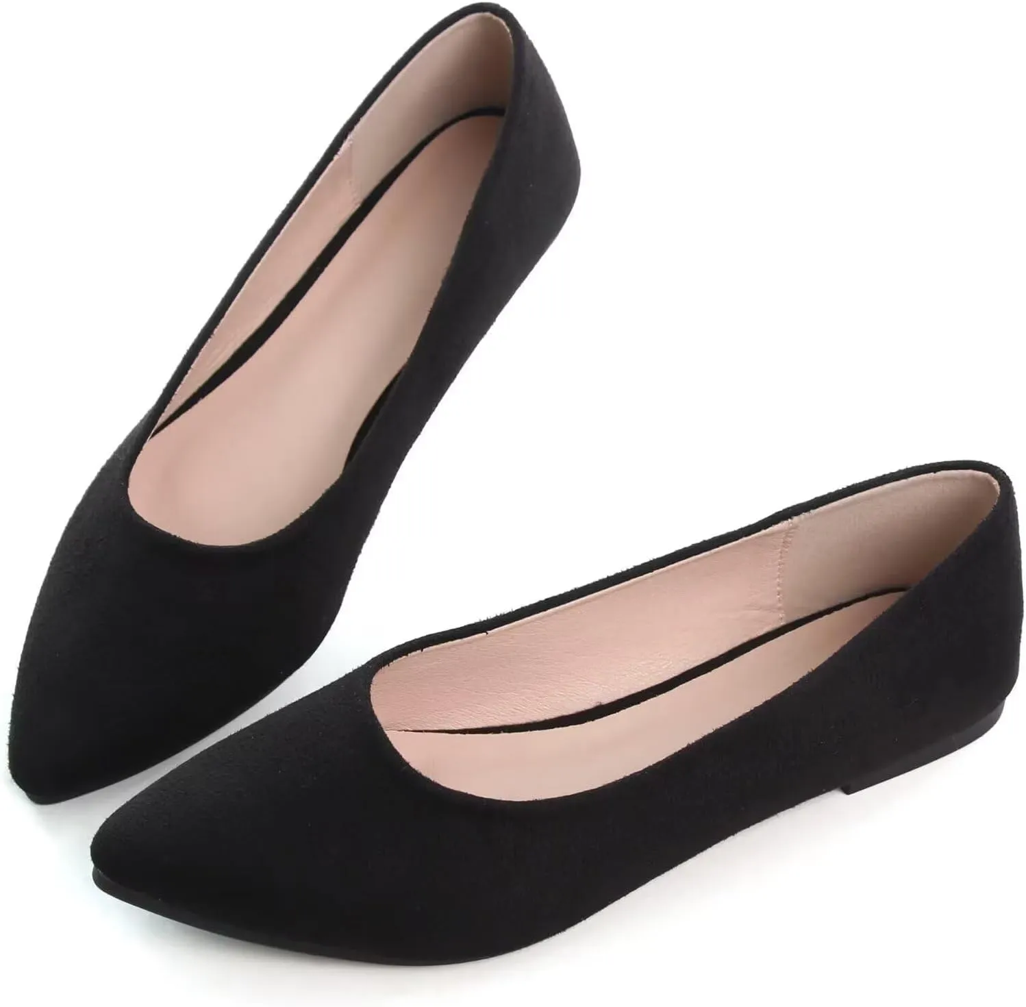 SAILING LU Womens Suede Pointed Toe Ballet Flats Comfortable Wedding Party Casual Slip-On Ballerina Dressy Shoes for Women Walking Shoes