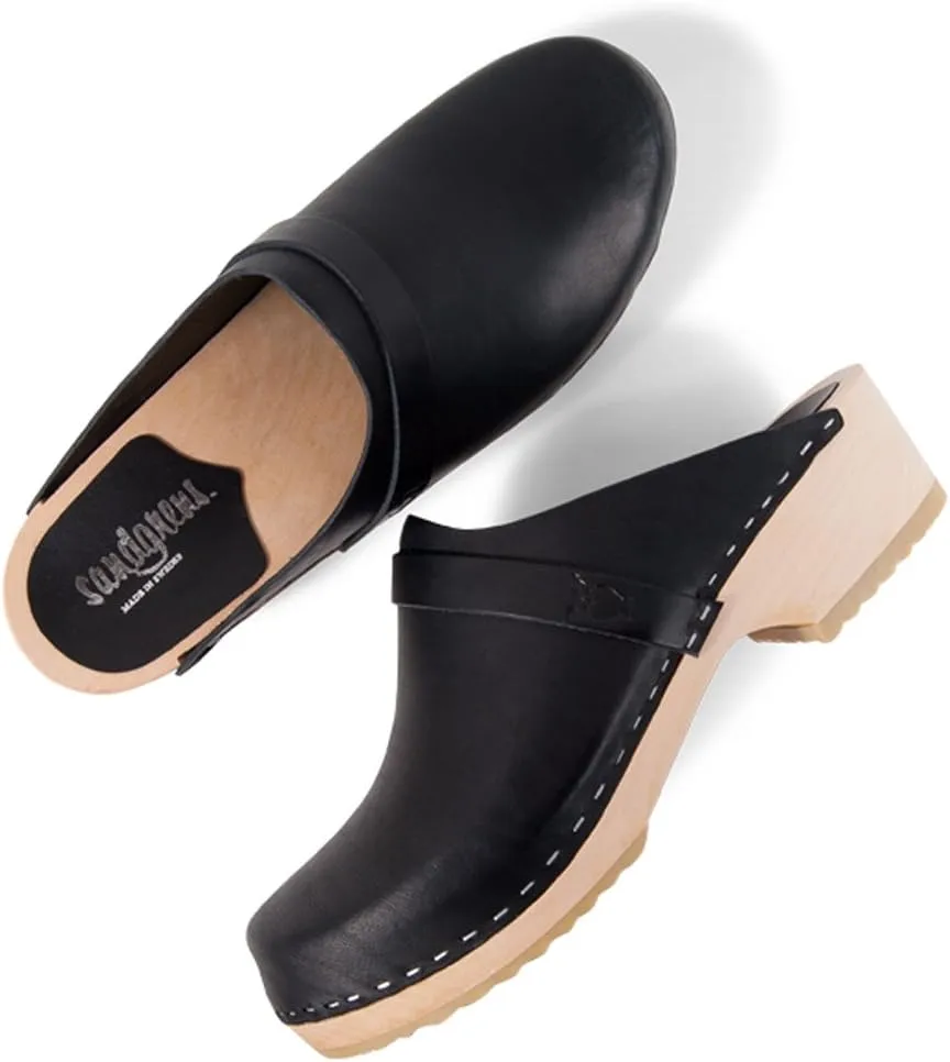 Sandgrens Handmade Swedish Wood Clogs for Men, Low Heel Mule | Malmö