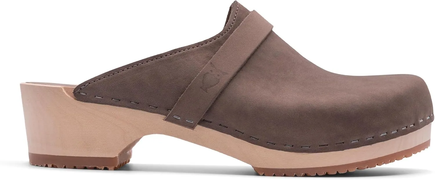 Sandgrens Handmade Swedish Wood Clogs for Men, Low Heel Mule | Malmö