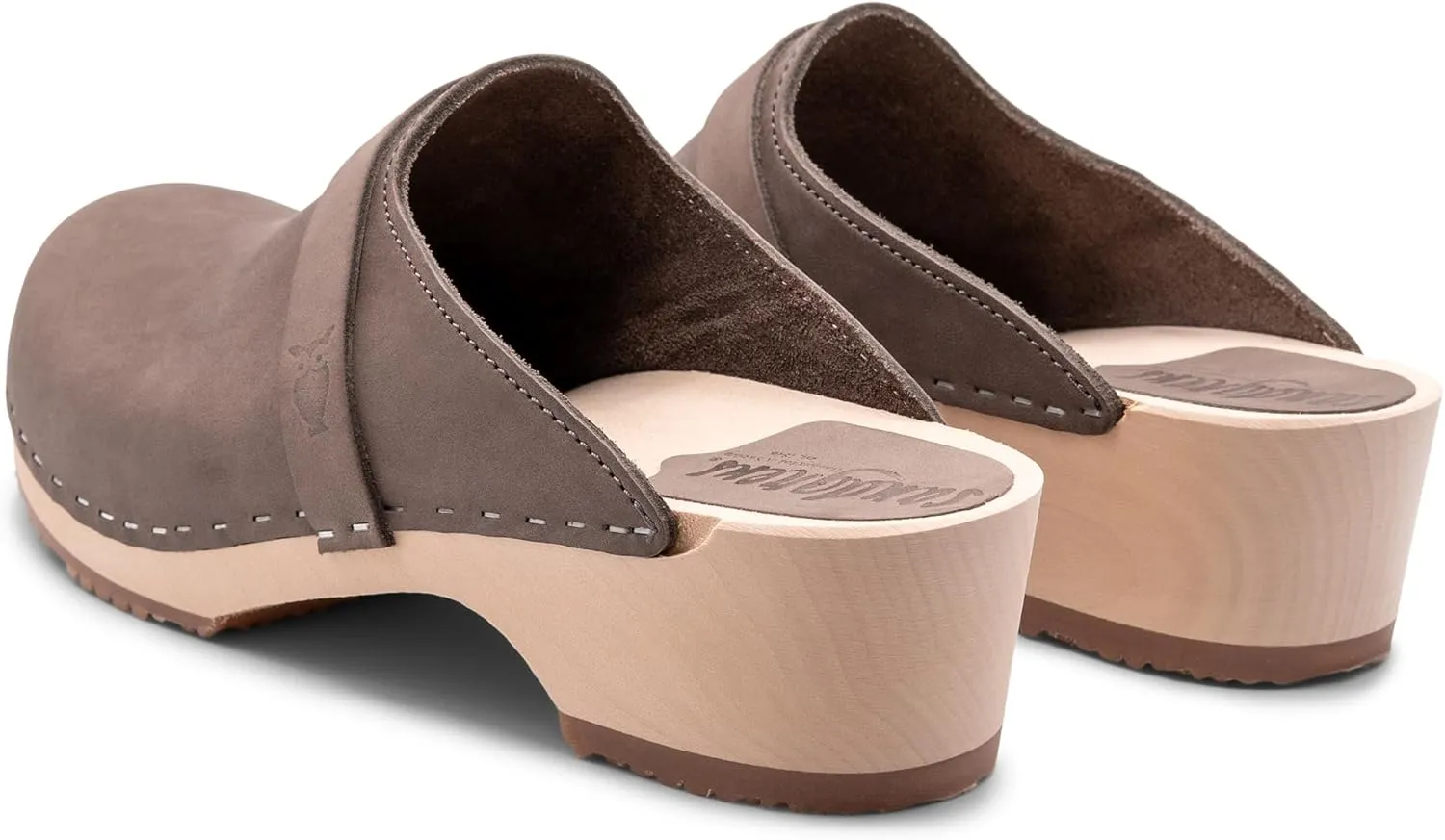 Sandgrens Handmade Swedish Wood Clogs for Men, Low Heel Mule | Malmö