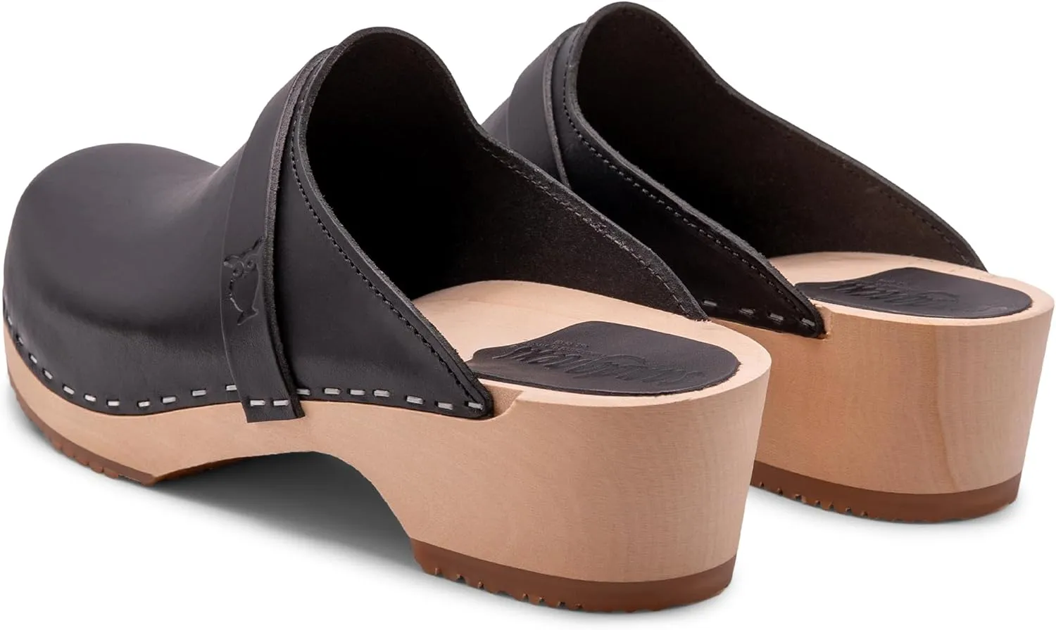 Sandgrens Handmade Swedish Wood Clogs for Men, Low Heel Mule | Malmö