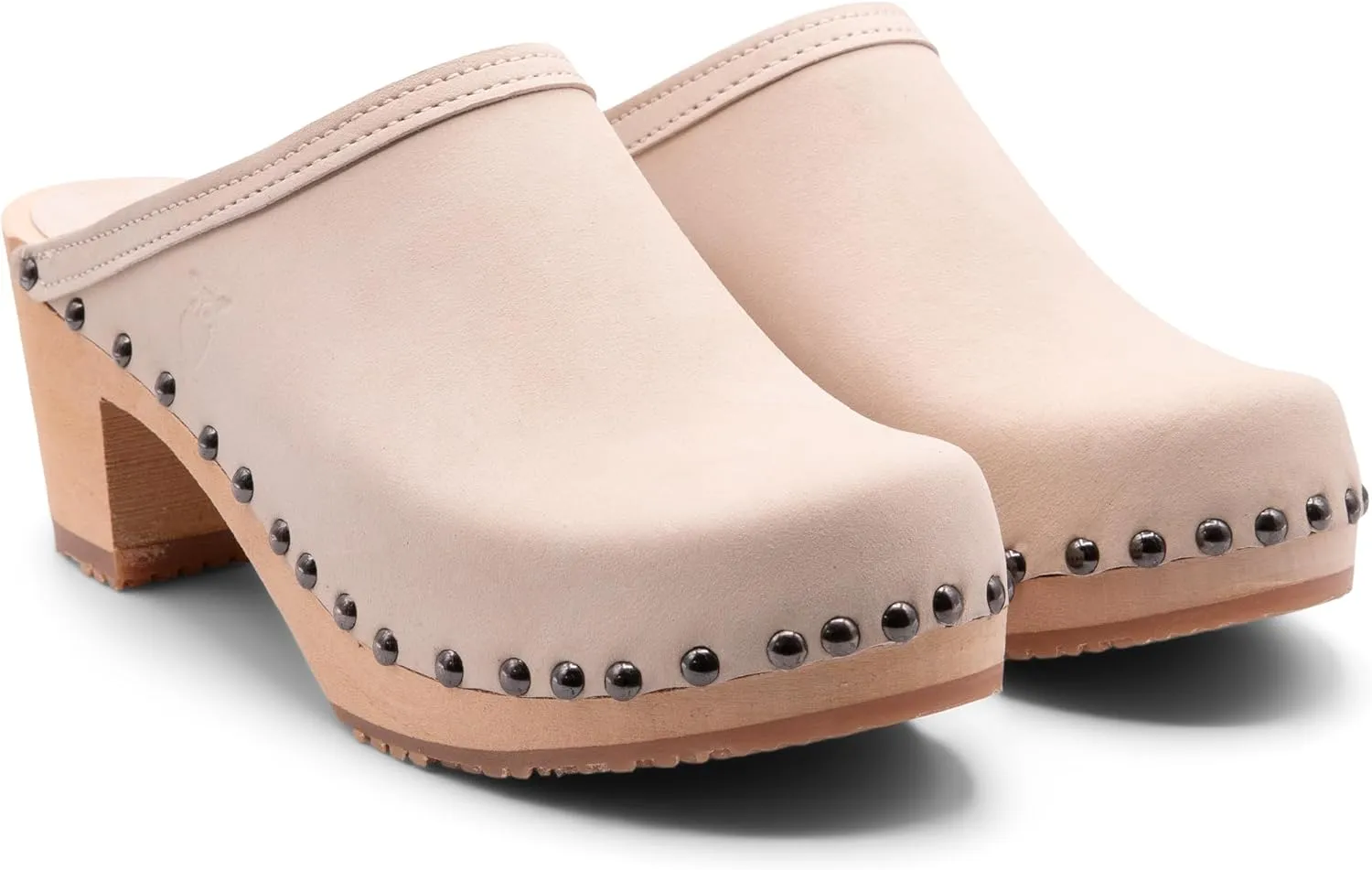 Sandgrens Handmade Swedish Wood Clogs for Women, High Heel Mule | Rome