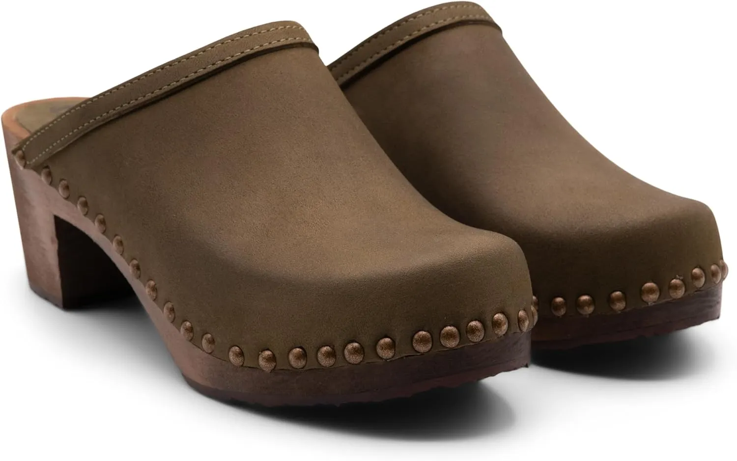Sandgrens Handmade Swedish Wood Clogs for Women, High Heel Mule | Rome