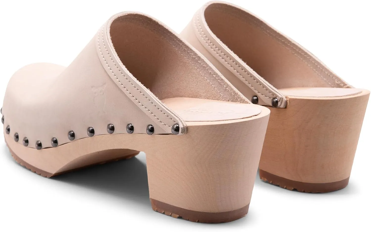 Sandgrens Handmade Swedish Wood Clogs for Women, High Heel Mule | Rome