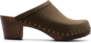 Sandgrens Handmade Swedish Wood Clogs for Women, High Heel Mule | Rome