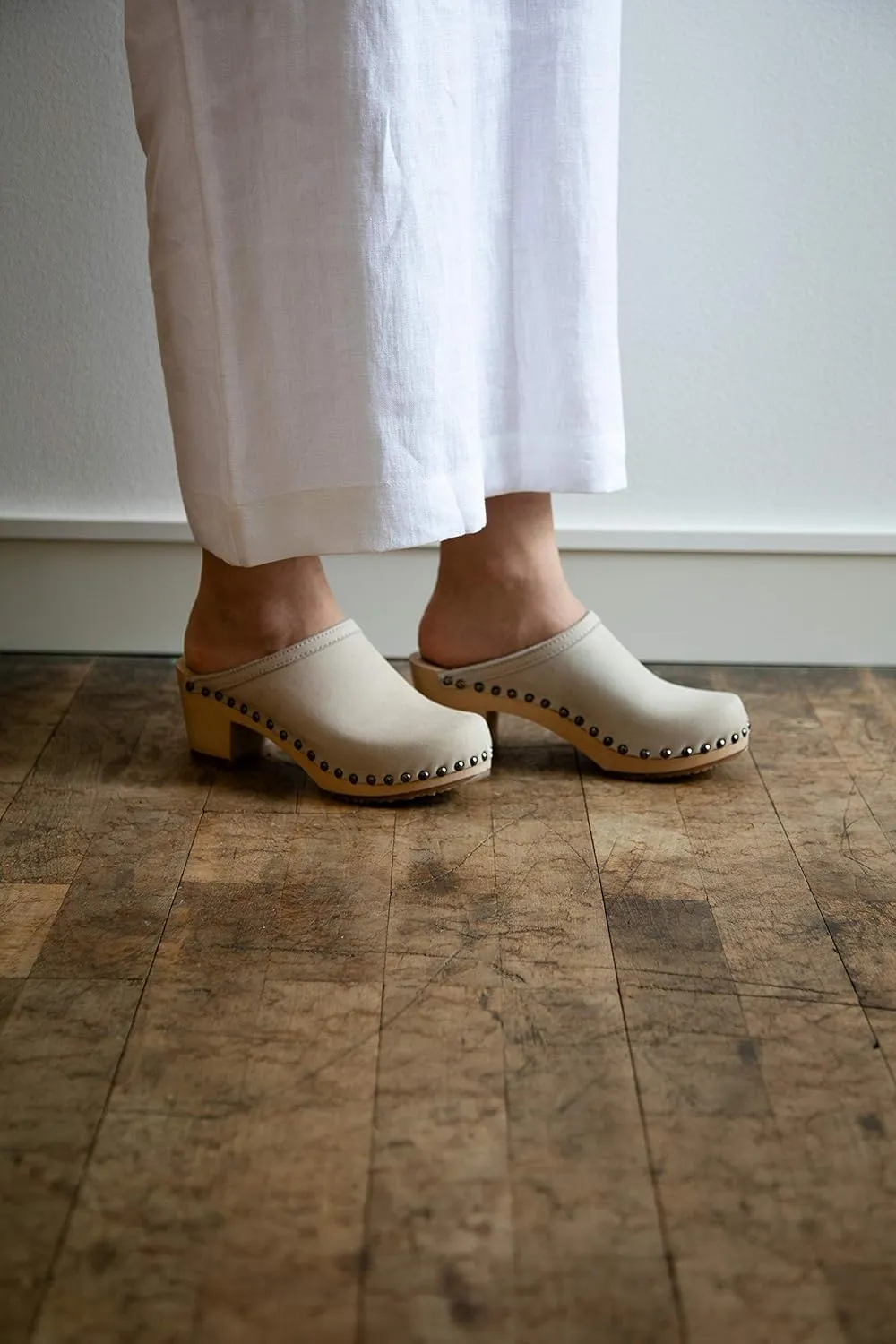 Sandgrens Handmade Swedish Wood Clogs for Women, High Heel Mule | Rome