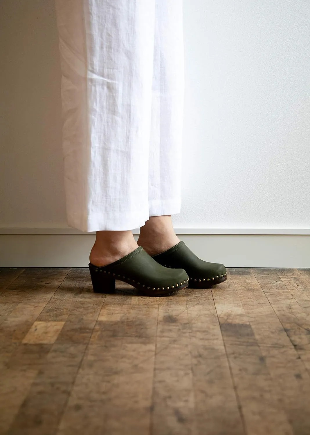 Sandgrens Handmade Swedish Wood Clogs for Women, High Heel Mule | Rome