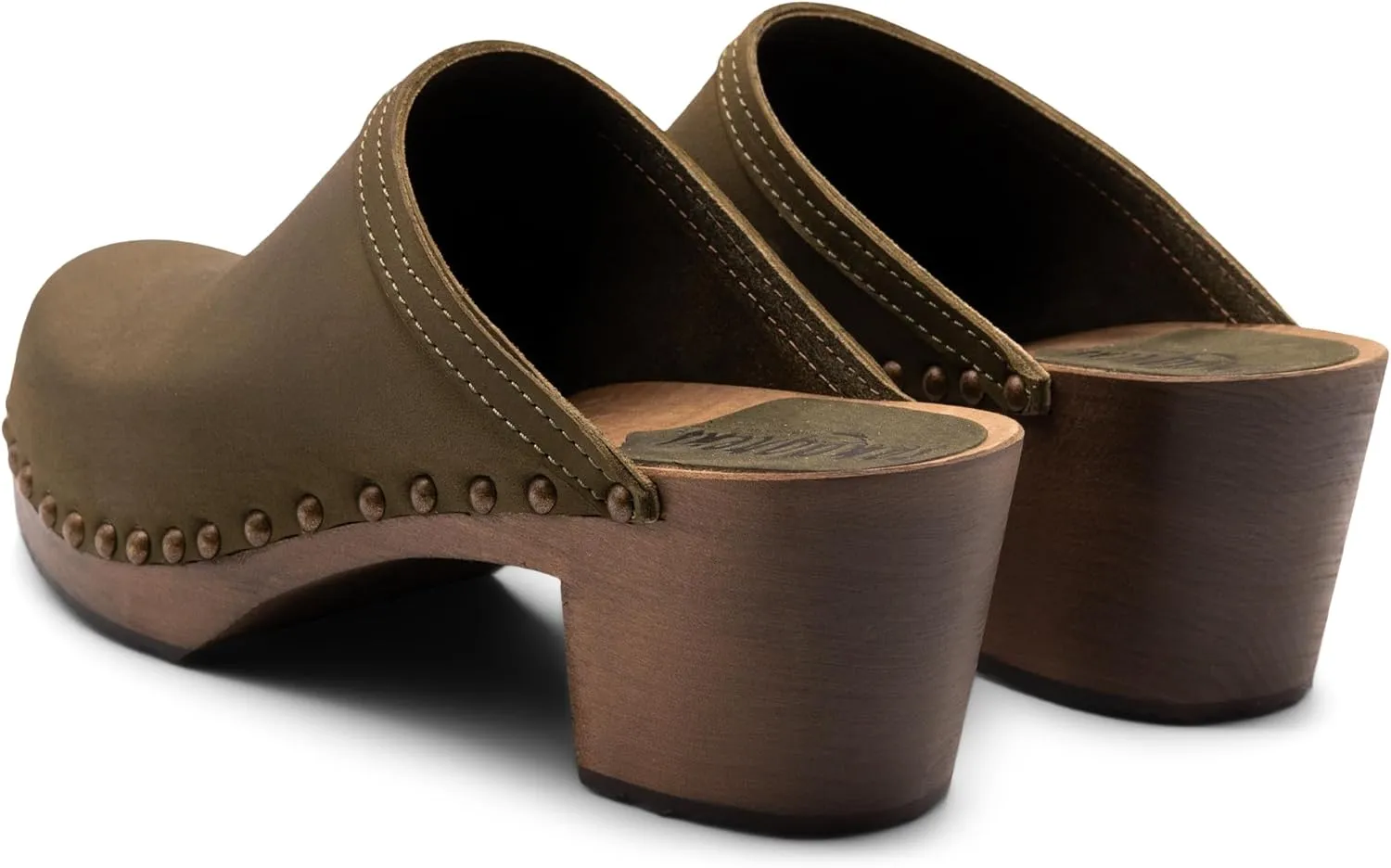 Sandgrens Handmade Swedish Wood Clogs for Women, High Heel Mule | Rome