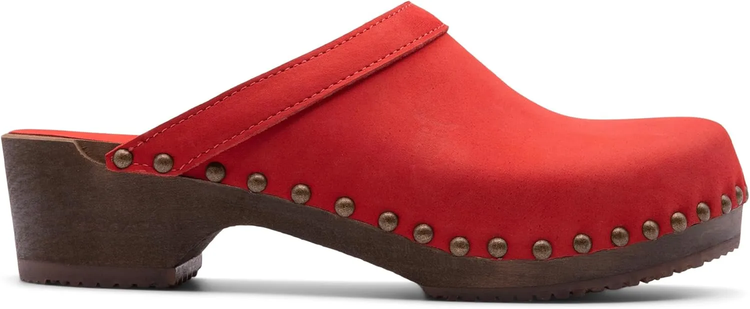 Sandgrens Handmade Swedish Wood Clogs for Women, Low Heel Mule | Athens