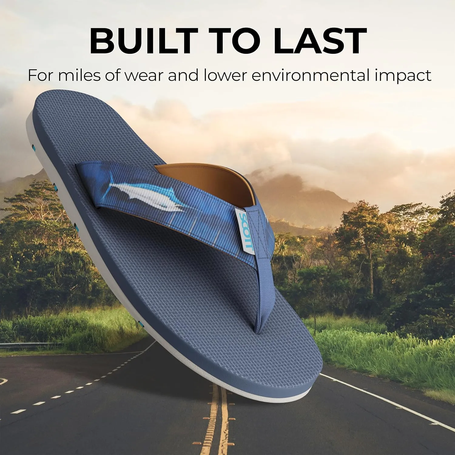 Scott Hawaii Men's Kaiko Sandal | Nylon Strap with Neoprene Lining | Molded Non-marking No-slip Outsole | Arch Support and Heel Cup | Marine & Boat Friendly