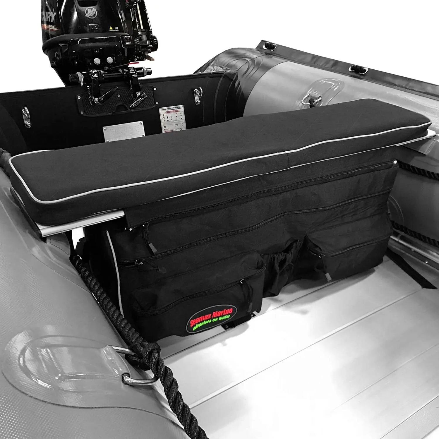 Seamax Sunlitec Inflatable Boat Bench Seat Cushion and Detachable Seat Bag Combo, with Reflective Line