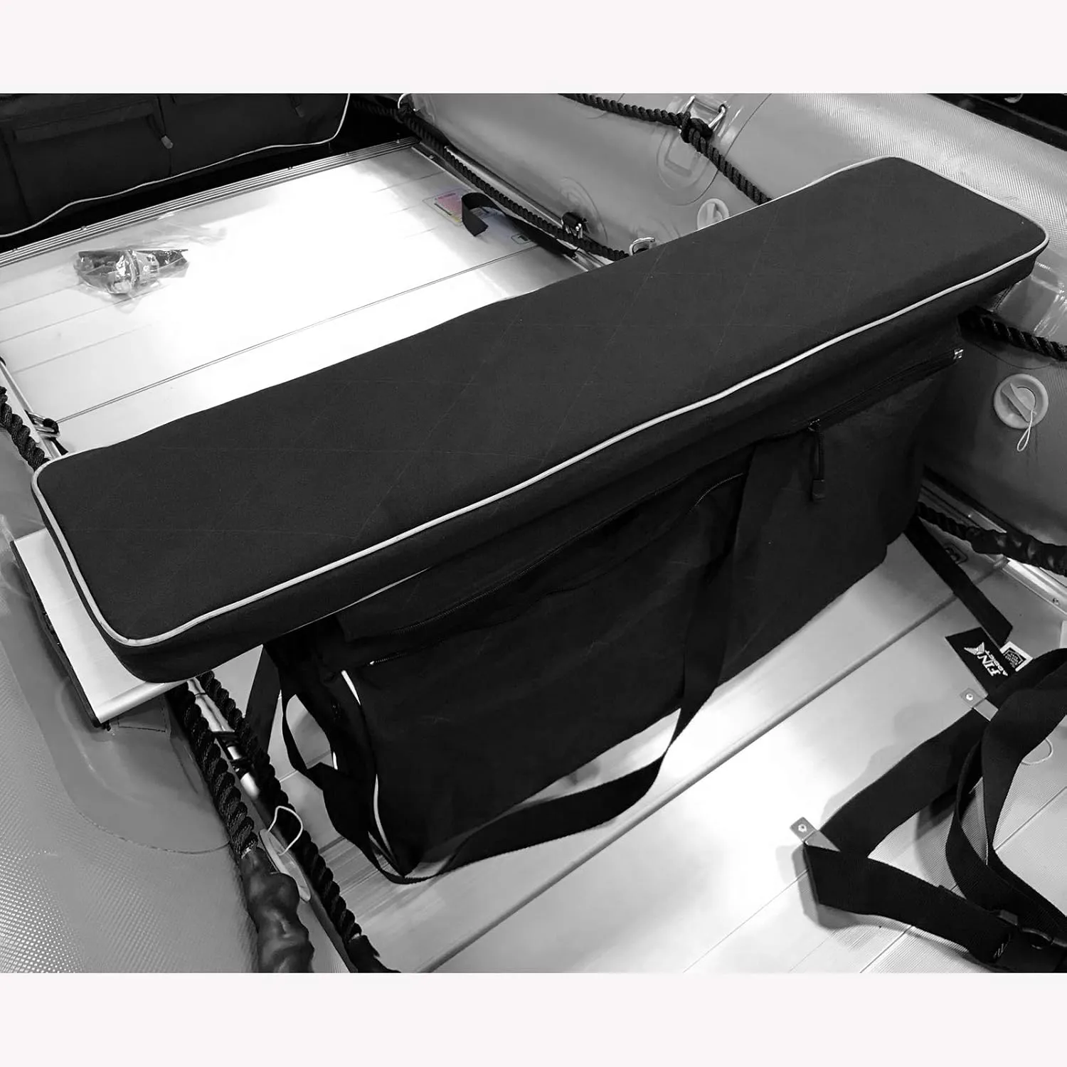 Seamax Sunlitec Inflatable Boat Bench Seat Cushion and Detachable Seat Bag Combo, with Reflective Line