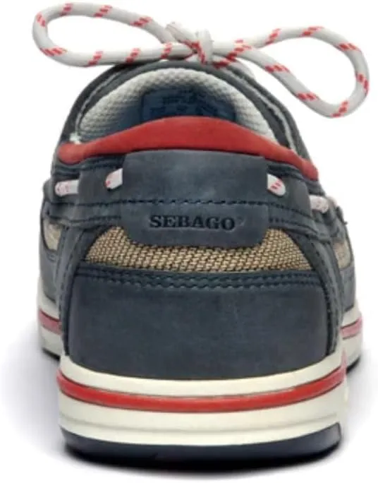 Sebago Triton Three Eyelets Boat Shoes - Waxed Nubuck Leather Moccasins with Breathable Mesh Lining, Comfy EVA Insole, and Rubber Outsole