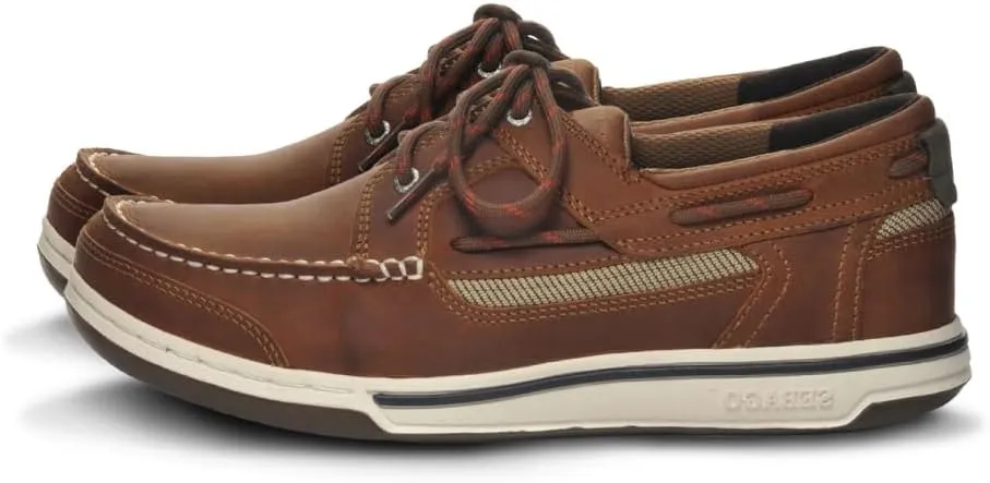 Sebago Triton Three Eyelets FGL Boat Shoes - Waxed Leather Moccasins with Breathable Mesh Lining, Comfy EVA Insole, and Strobel-Attached Rubber Outsole