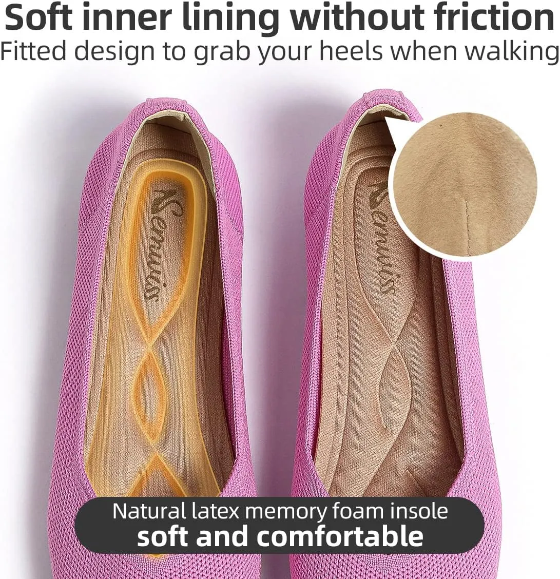 Semwiss Round Toe Flats for Women Dressy Comfortable, Knit Ballet Flat Shoes Casual Shoes Walking Flats Office Shoes.