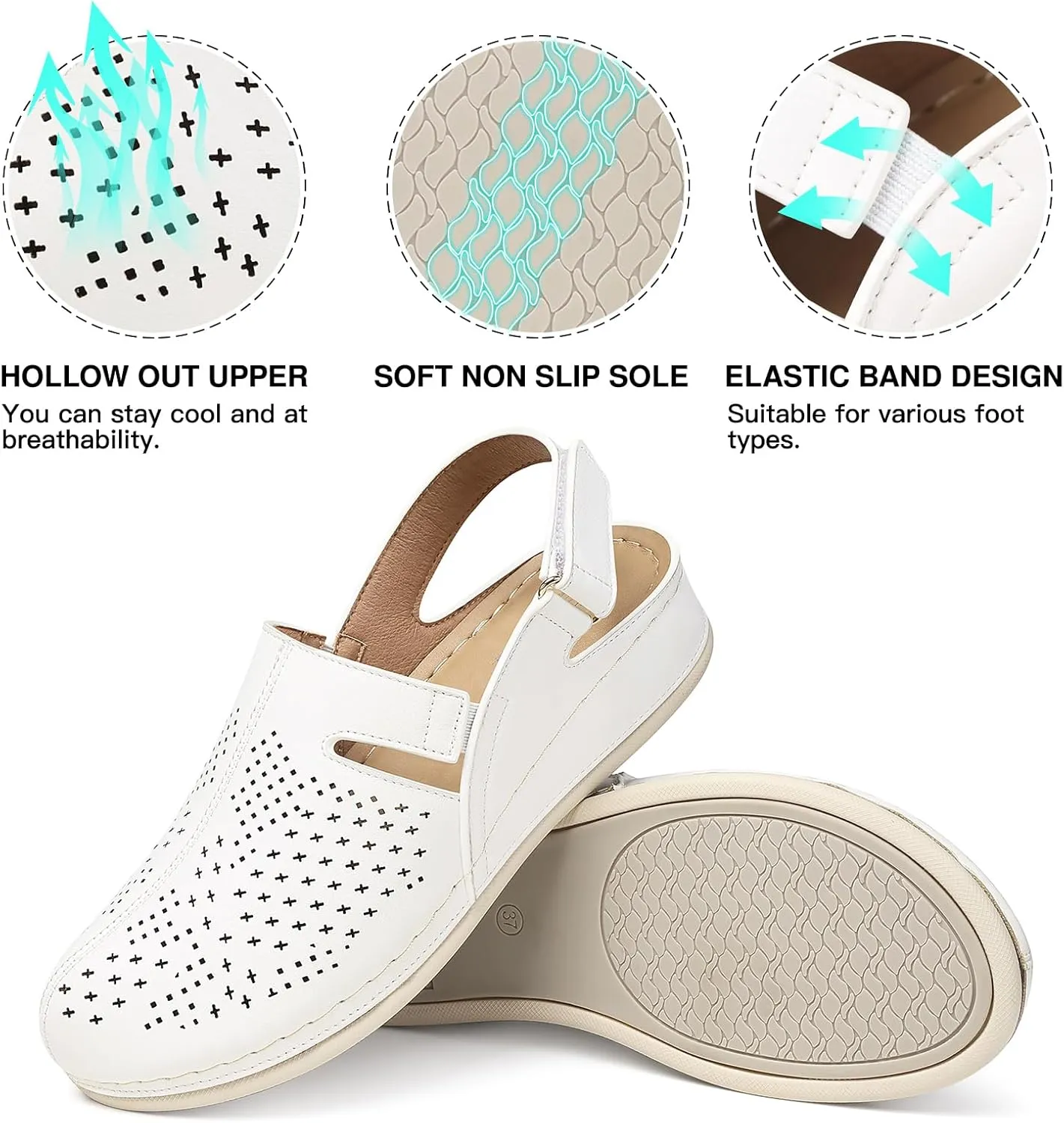 SHIBEVER Clogs for Womens Mules Shoes: Slip-On Flat Mule Shoes - Closed Toe Sandals Comfortable
