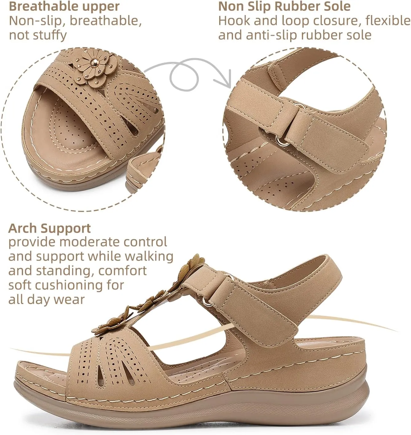 SHIBEVER Wedge Sandals for Women Dressy: Comfortable Summer Platform Casual Dress Women Sandal
