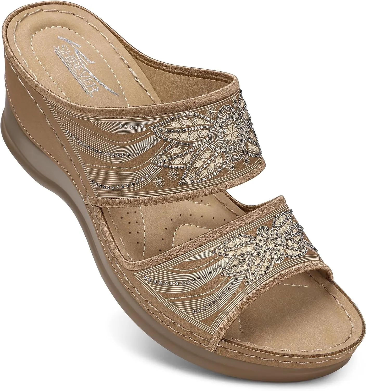 SHIBEVER Wedge Sandals For Women Dressy: Comfortable Summer - Slip On Womens Sandal