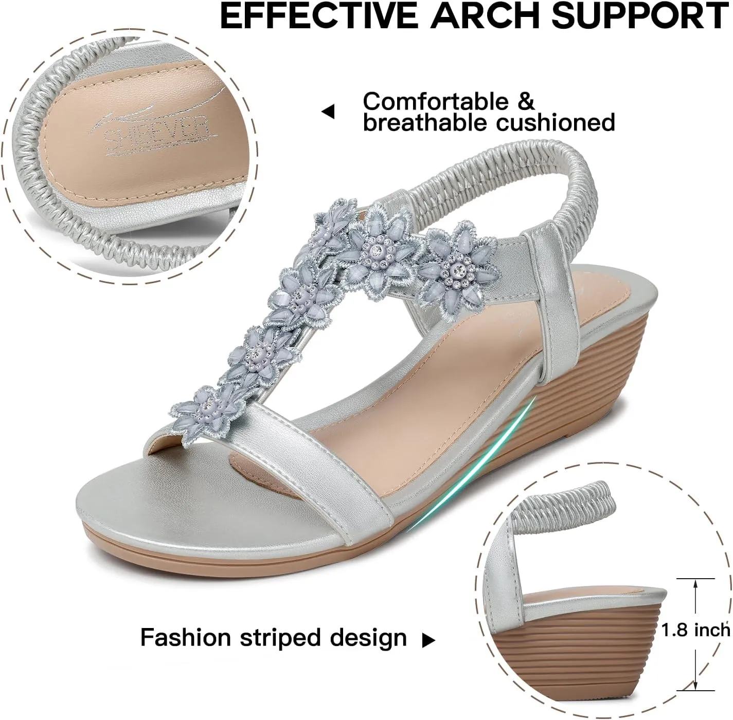 SHIBEVER Wedge Sandals for Women Dressy: Summer Platform Comfortable Low Wedges Womens Sandal