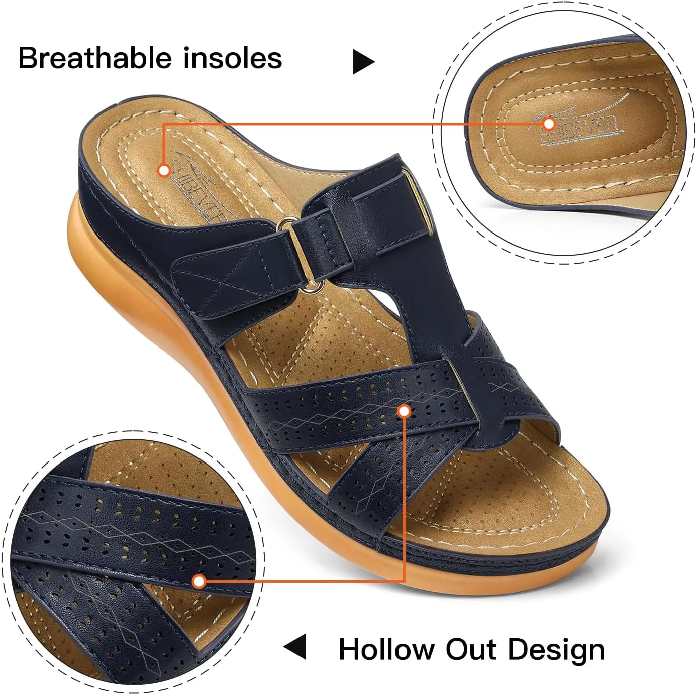 SHIBEVER Womens Sandals Wedge Comfortable: Orthopedic Wedge Sandalias Women - Slip on Platform Sandals