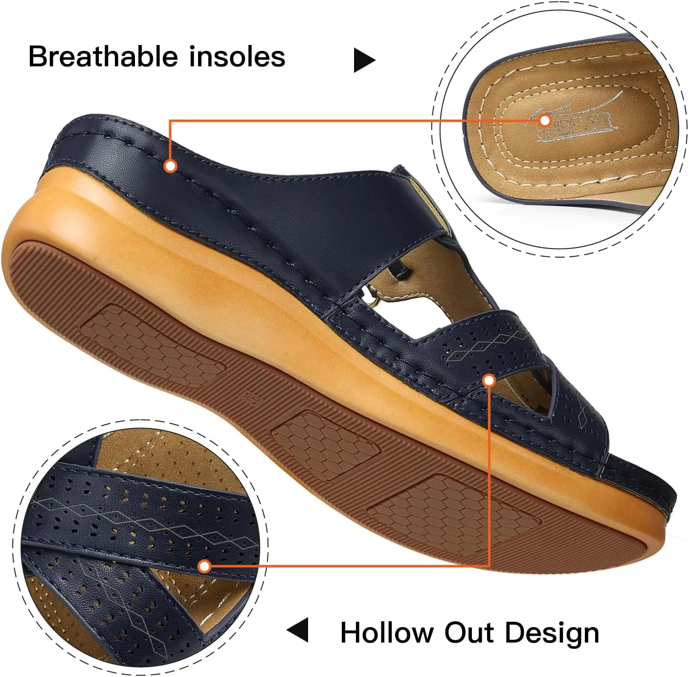 SHIBEVER Womens Sandals Wedge Comfortable: Orthopedic Wedge Sandalias Women - Slip on Platform Sandals