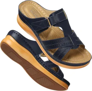 SHIBEVER Womens Sandals Wedge Comfortable: Orthopedic Wedge Sandalias Women - Slip on Platform Sandals