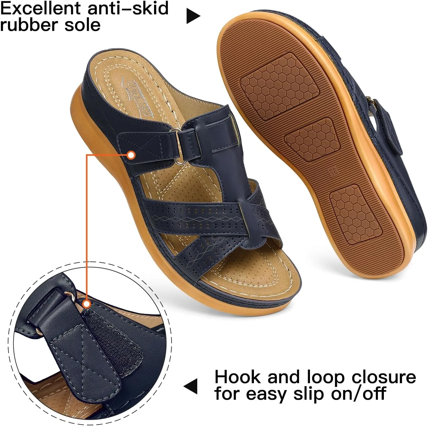 SHIBEVER Womens Sandals Wedge Comfortable: Orthopedic Wedge Sandalias Women - Slip on Platform Sandals