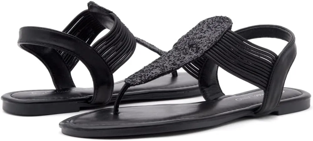 Shoe Land Women's Flat Sandals - Fashion Thong & Gladiator Style with Elastic Strappy String Ankle Strap, Dressy Casual Comfortable Daily Wear, Trendy 2025