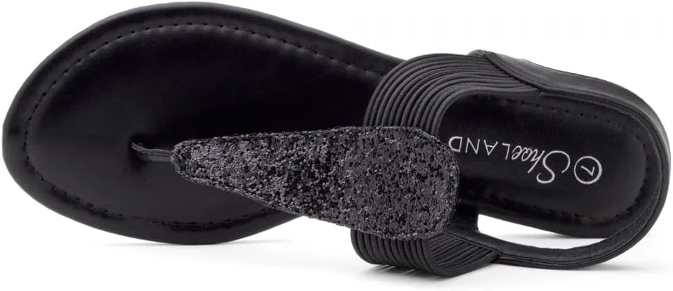 Shoe Land Women's Flat Sandals - Fashion Thong & Gladiator Style with Elastic Strappy String Ankle Strap, Dressy Casual Comfortable Daily Wear, Trendy 2025