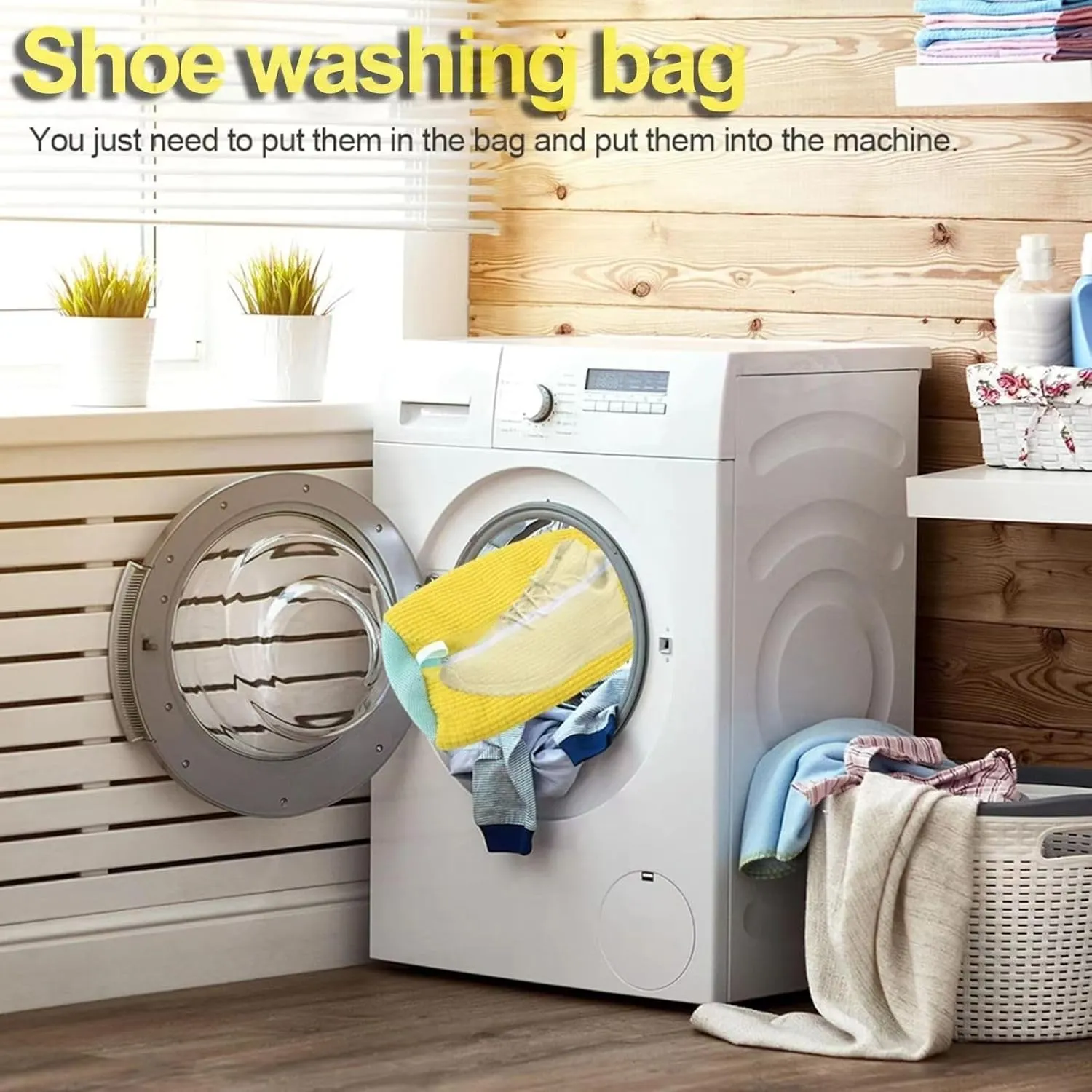 Shoe Washer Bag for Dryer Built-In Laundry Room Shoe Cleaning, Reusable Washing Machine Delicate Clothing Extra Large Durable Shoe Bag (grizzly)