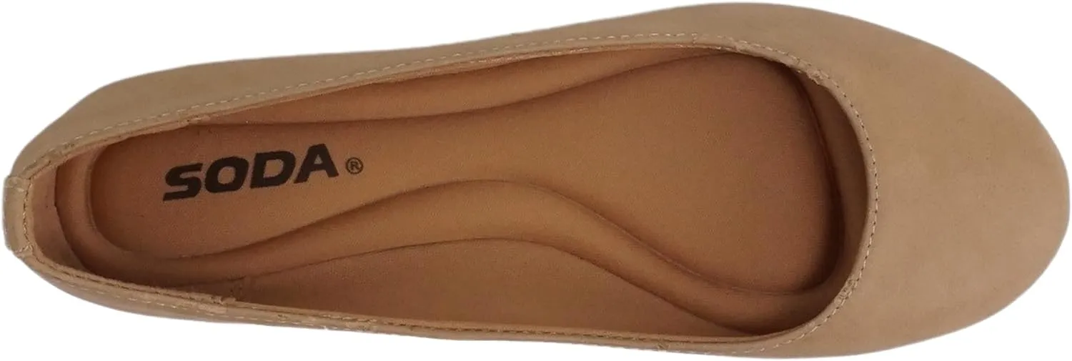 Soda Kreme Comfortable Basic Shoes Women Ballet Flat Round Toe Gel Insole