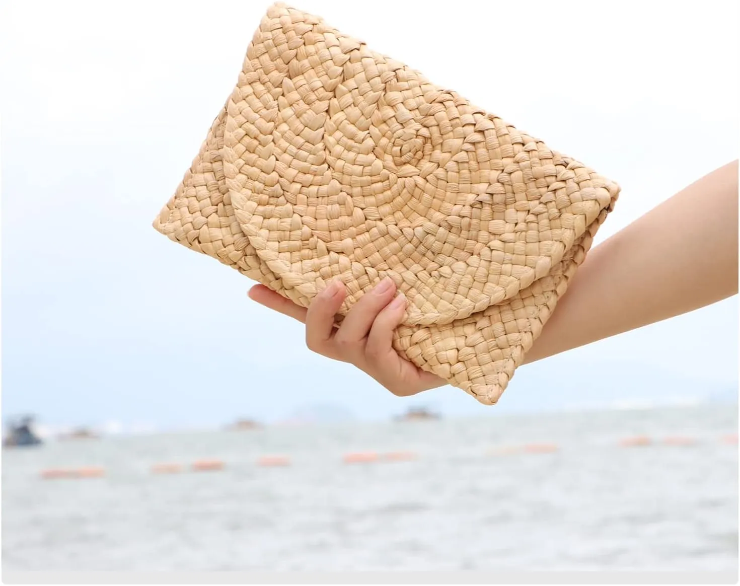Straw Clutch Purses for Women Summer Beach Bags Envelope Woven Clutch Handbags