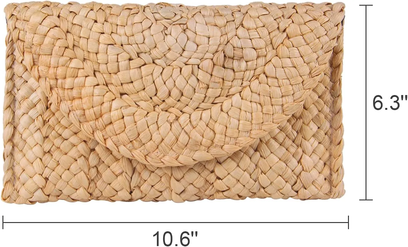 Straw Clutch Purses for Women Summer Beach Bags Envelope Woven Clutch Handbags