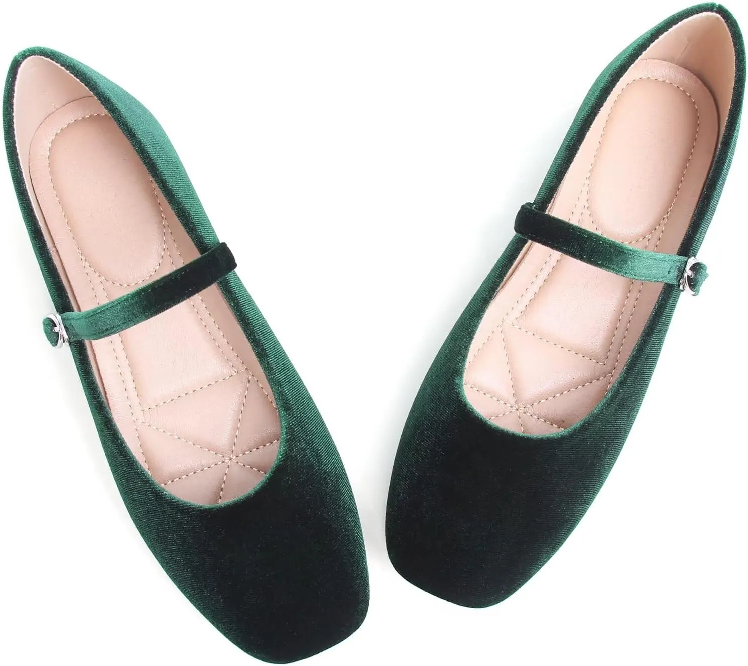Stunner Mary Jane Square Toe Black Ballet Flats for Women - Comfortable Ankle Strap Casual Slip On Flats