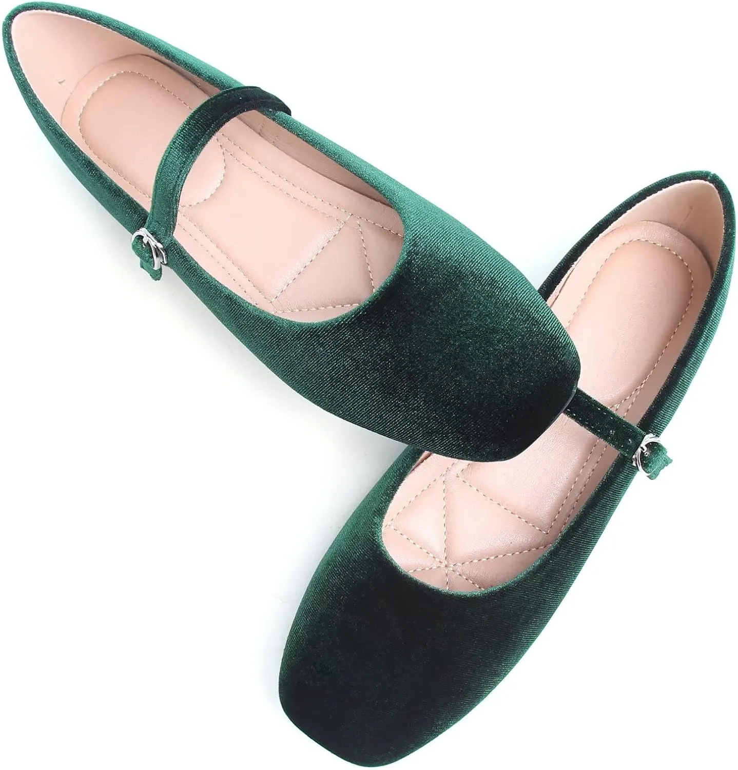 Stunner Mary Jane Square Toe Black Ballet Flats for Women - Comfortable Ankle Strap Casual Slip On Flats