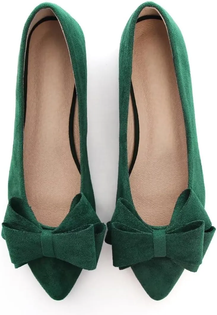 Stunner Womens Bowknot Flower Ballet Flats Pointed Toe Soft Dress Shoes