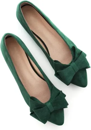 Stunner Womens Bowknot Flower Ballet Flats Pointed Toe Soft Dress Shoes