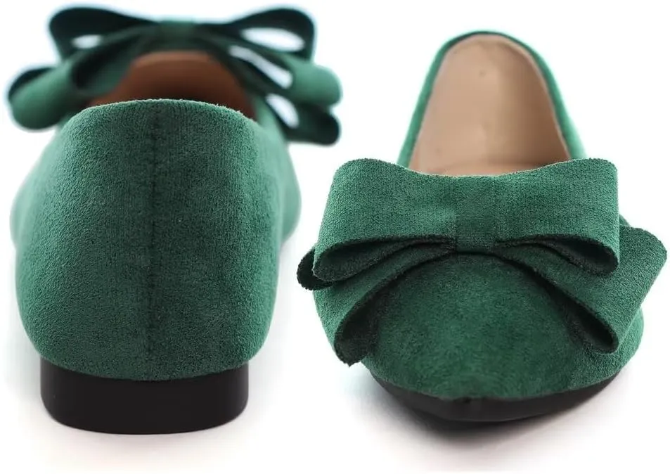 Stunner Womens Bowknot Flower Ballet Flats Pointed Toe Soft Dress Shoes