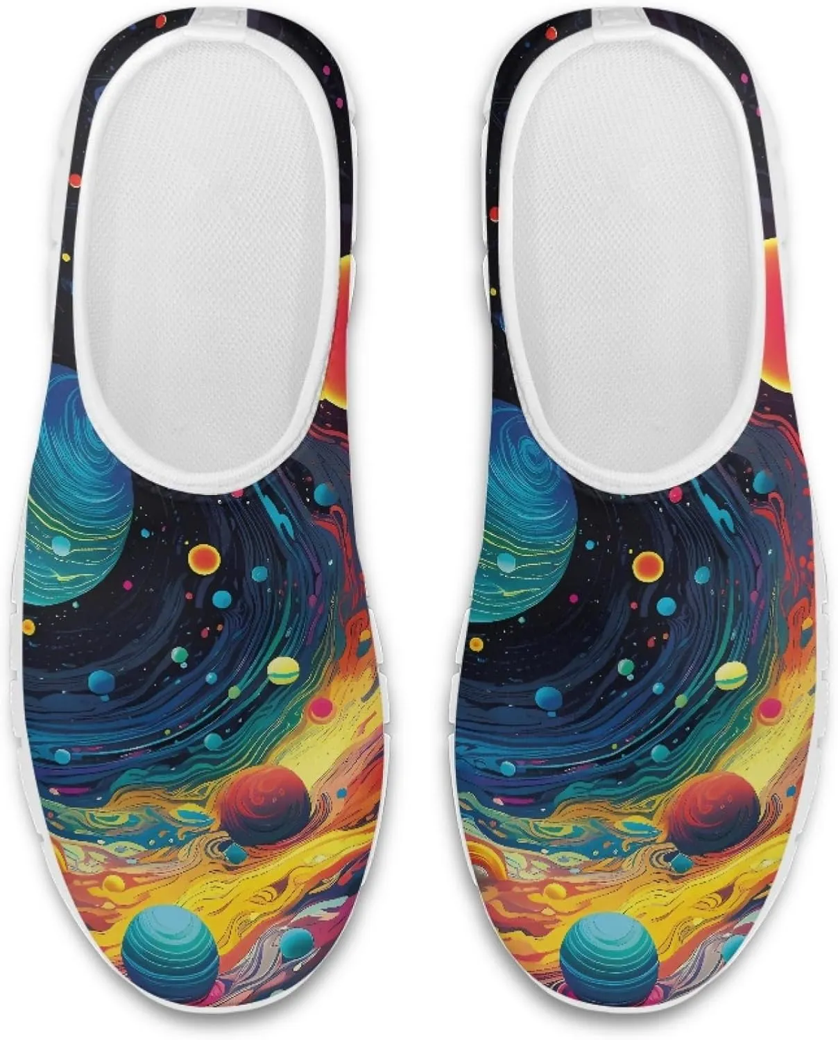 Stylish Print Women's Slip on Walking Shoes Low-Top Mesh Flat Sneaker Shoes Size 5-10.5