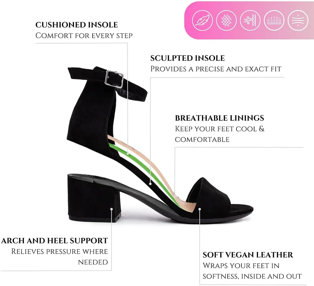 Sugar Women's Block Heel Sandals – Open Toe, Ankle Strap, Comfortable Dress Shoes for Weddings & Casual Wear