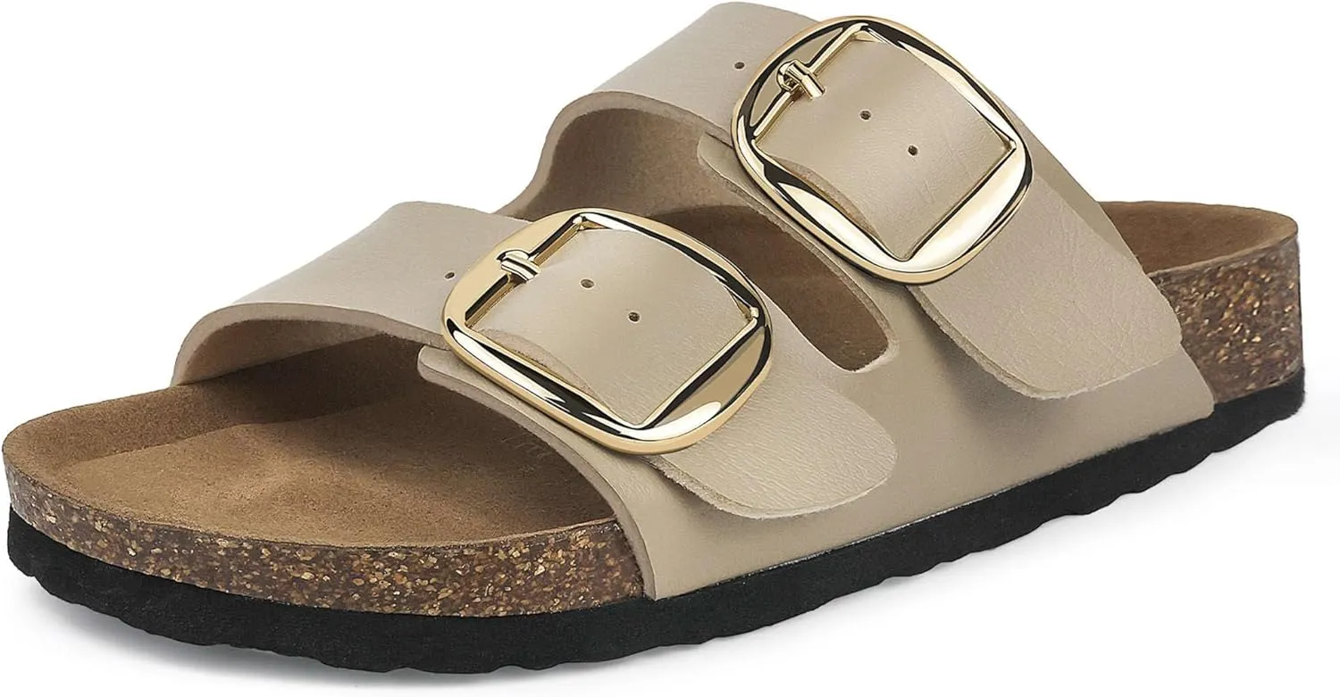 Sweechee Women's Cork Sandals Soft Footbed, Comfortable Slides Shoes for Women