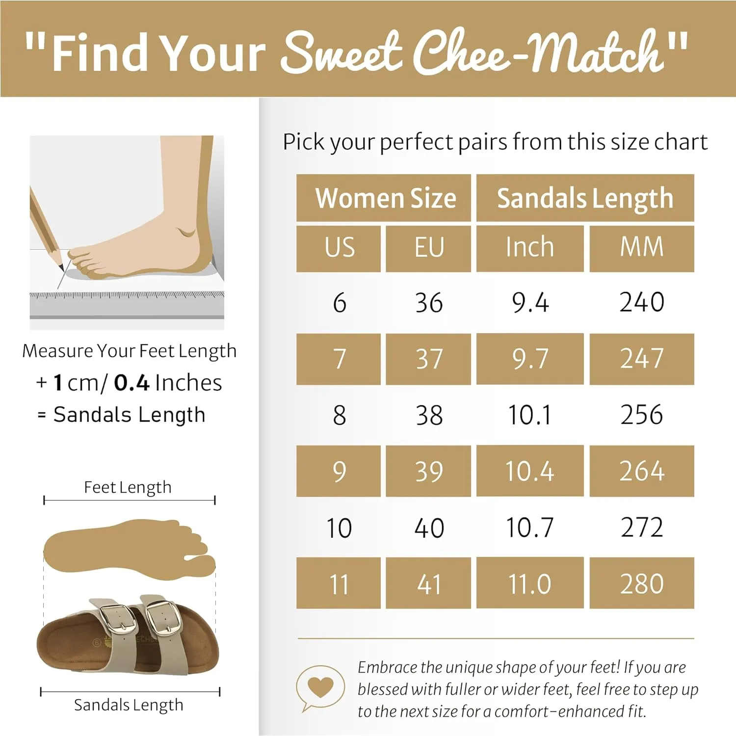 Sweechee Women's Cork Sandals Soft Footbed, Comfortable Slides Shoes for Women