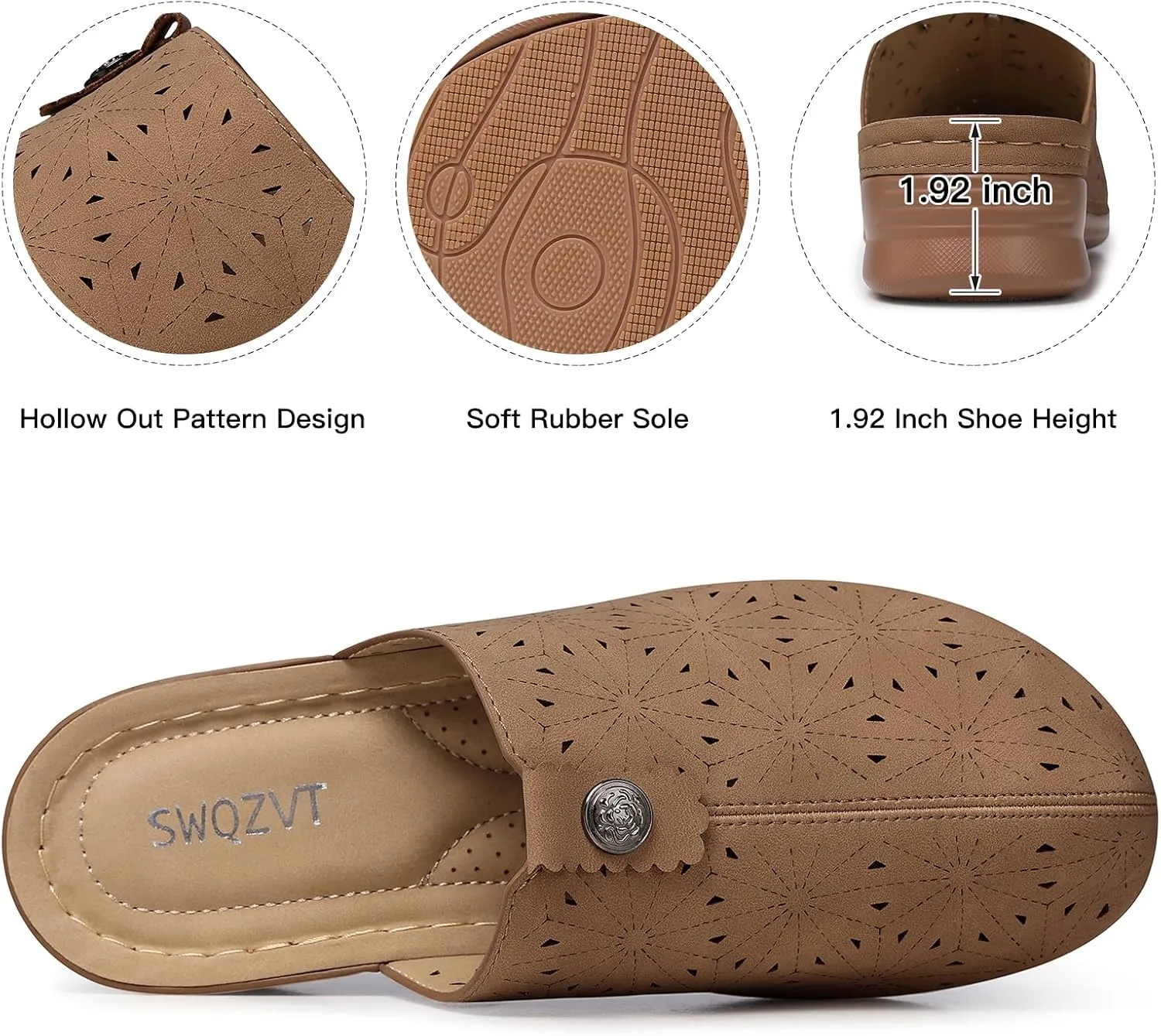 SWQZVT Clogs for Women Mules Slip-On: Closed Toe Clog - Comfortable Dressy Mule