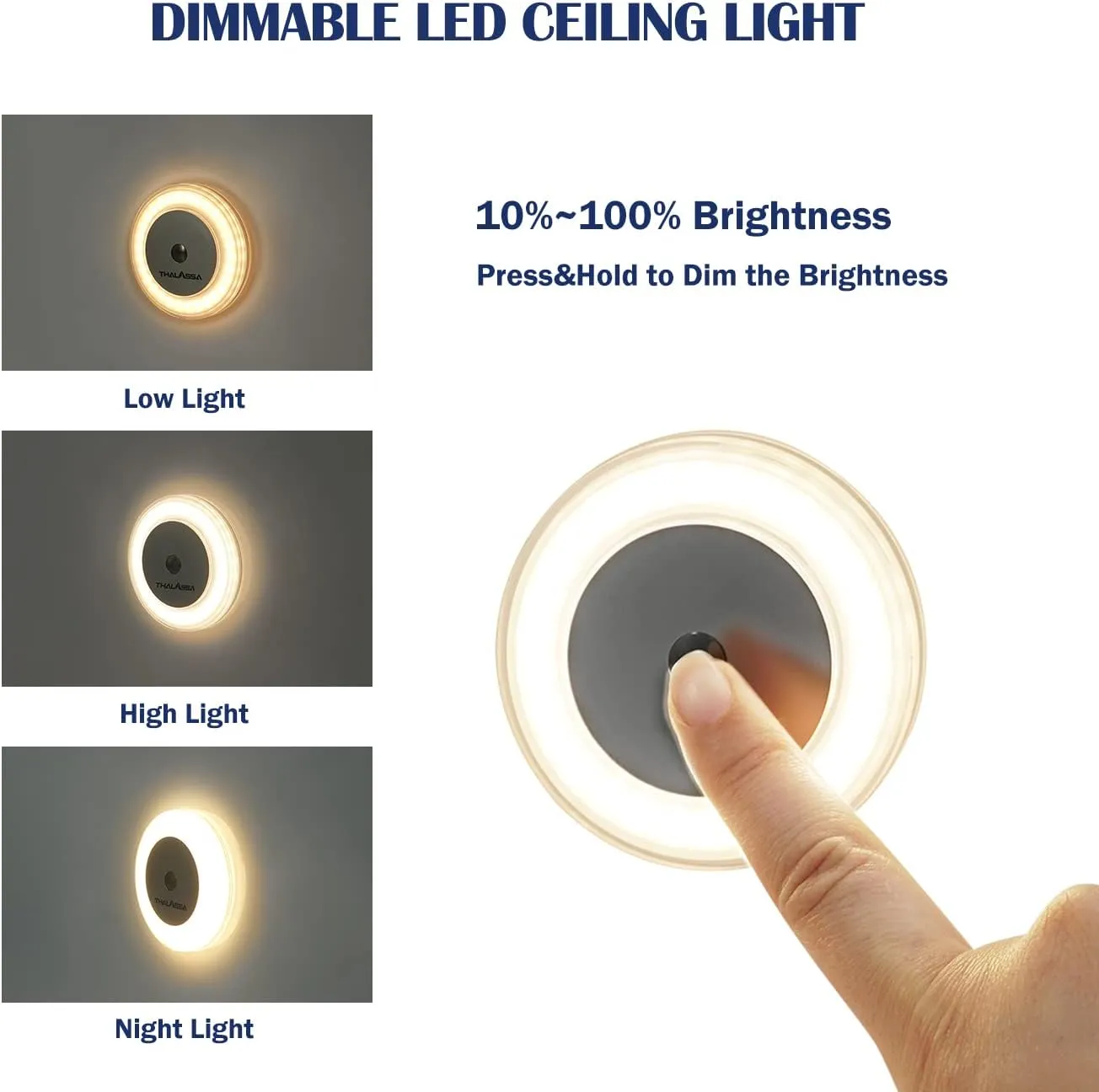 THALASSA 3W RV Interior Ceiling Light Boat Cabain Dome Light with Inbuilt Dimmer Touch Switch DC 12V 2800K Soft White.Small Light Base74MM Diameter Surface Mount