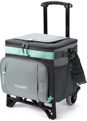 TOURIT 50-Can Collapsible Rolling Cooler Leakproof Insulated Soft Cooling Bag with Wheels and All-Terrain Cart for Beach, Camping, Patio Travel, Outdoor, Ball Fields